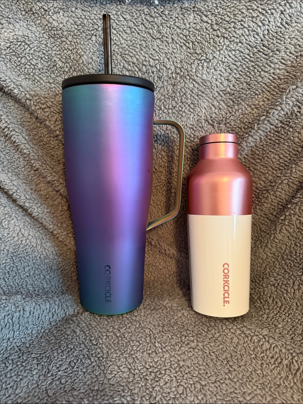 Corkcicle Iridescent Travel Tumbler with Handle 30oz and 9oz canteen